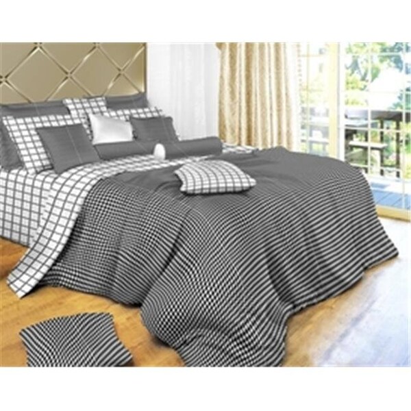 Dolce Mela Dolce Mela DM497T Black and White Check Luxury 6 Piece Duvet Cover Set; Twin - DM497T