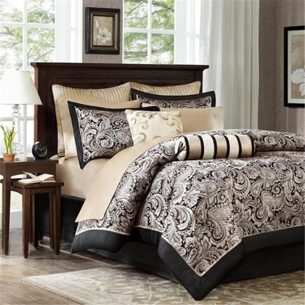 Madison Park Aubrey 12 Piece Complete Bed Set, Black - King, 12PK - MP10-334
