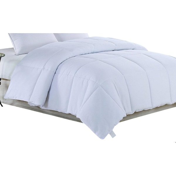 Homeroots 1 x 88 x 66 in. White Polyester Medium Warmth Twin Size Down Alternative Comforter Duvet Insert - 248176