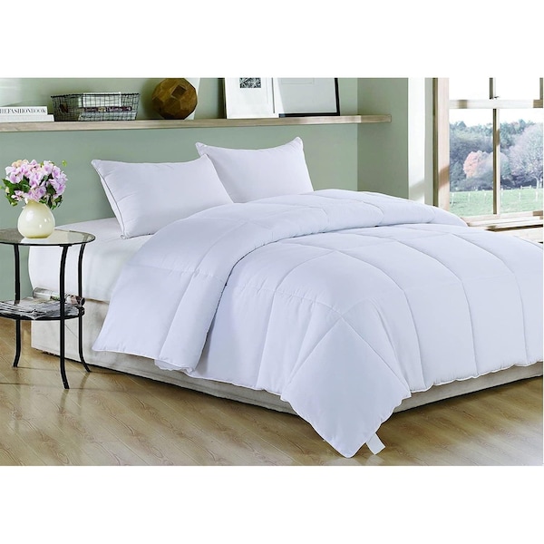 Homeroots 1 x 88 x 66 in. White Polyester Medium Warmth Twin Size Down Alternative Comforter Duvet Insert - 248176