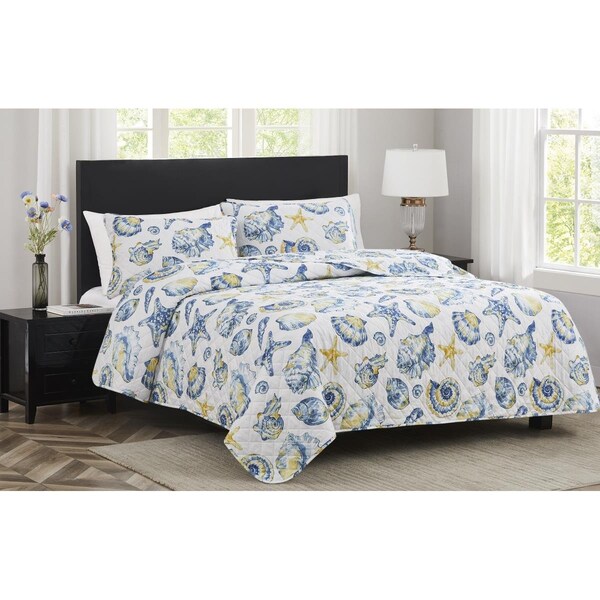 Rt Designers Collection Melrose Sunshell Stitched OB Quilt - King Size - 3 Piece - BSMS398K