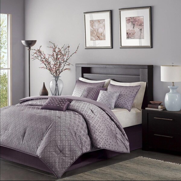 Madison Park Biloxi 7 Piece Comforter Set, Purple - Queen, 7PK - MP10-919