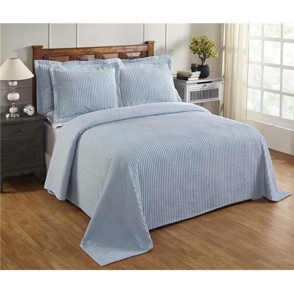 Better Trends Better Trends BSASPTWBL Jullian Collection Super Soft & Light Weight Bold Stripes Bedspread for Twin; Blue - BSASPTWBL