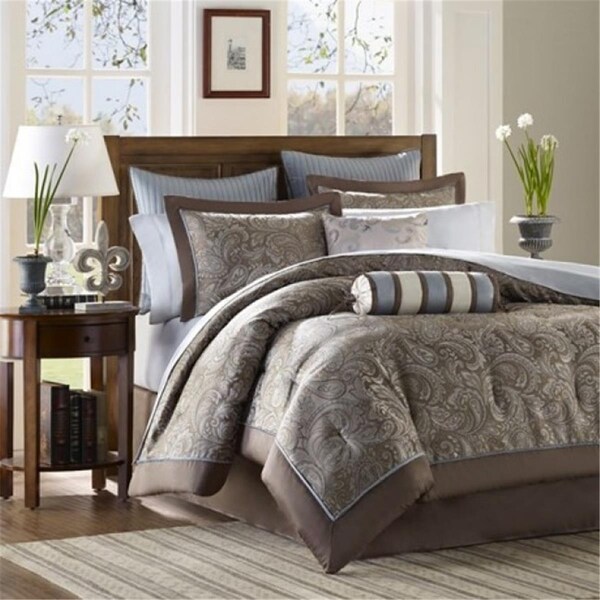 Madison Park Aubrey 12 Piece Complete Bed Set, Full - Blue, 12PK - MP10-657