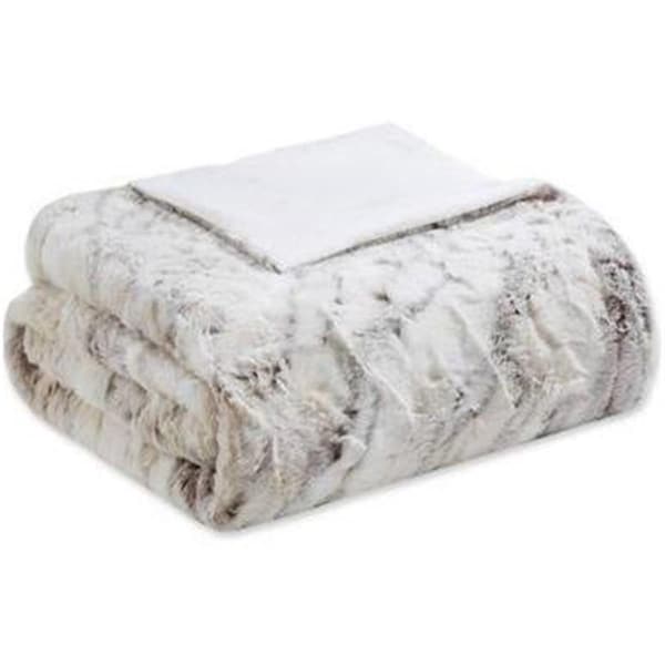 Madison Park 60 x 70 in. Oversized Faux Fur Throw, Natural - MP50-4907