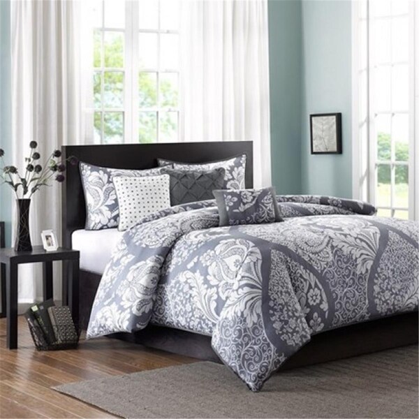 Madison Park Vienna 200Tc 6 - Piece Duvet Cover Set, King - Grey - MP12-477