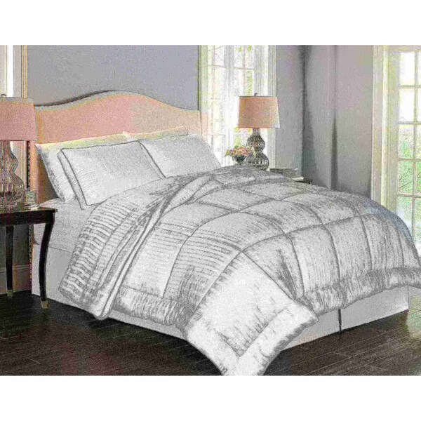 Kathy Ireland Bamboo Pinstripe Down Alternative Comforter, White, King - KI111712