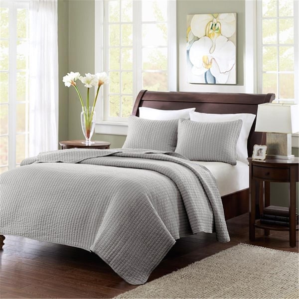 Madison Park 100 Percent Polyester Keaton Coverlet Set, Grey - King - MP13-1239