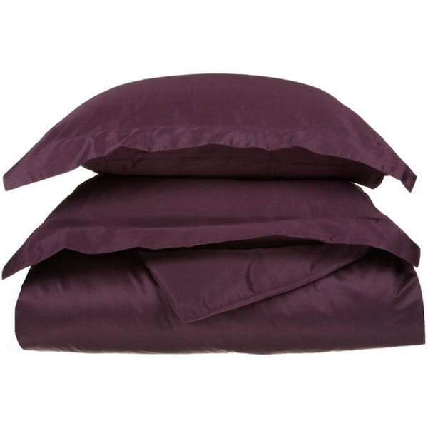 Impressions By Luxor Treasures Egyptian Cotton 650 Thread Count Solid Duvet Cover Set Twin-Plum - 650TWDC SLPL