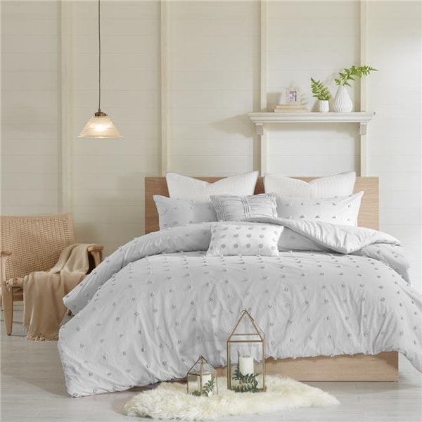 Urban Habitat Urban Habitat UH12-2163 Maize Cotton Jacquard Duvet Cover Set; Grey - Full & Queen - UH12-2163