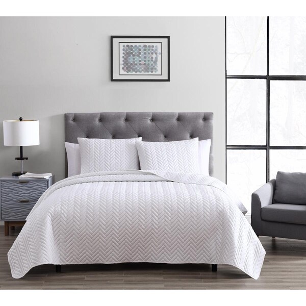 G3 Home Birch Quilt Set, White - King Size - 3 Piece - 90009