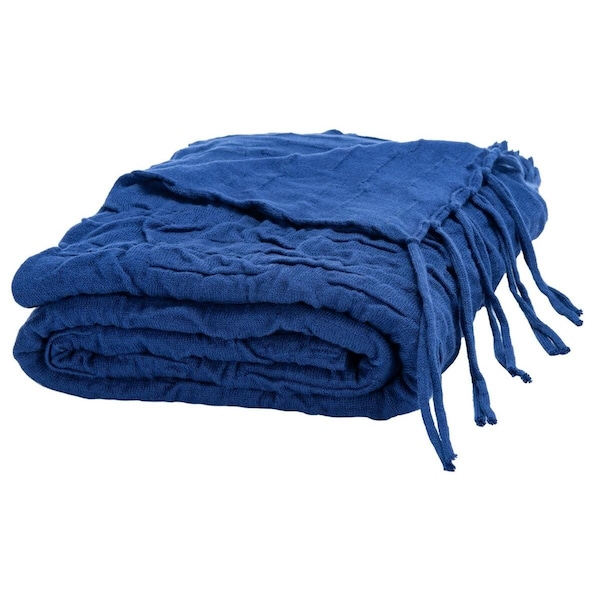 Safavieh 50 x 60 in. 100 Percent Cotton Delena Throw, Indigo - THR241A-5060
