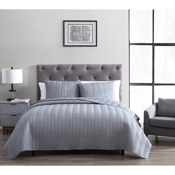G3 Home Birch Quilt Set, Gray - King Size - 3 Piece - 90011