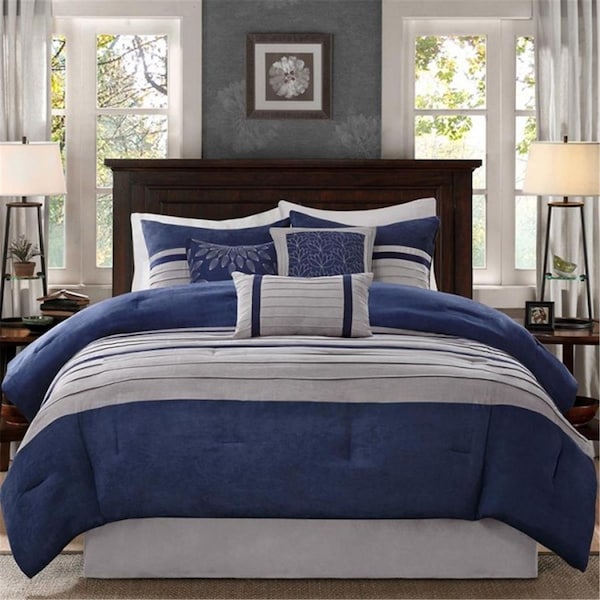 Madison Park Palmer 7 Piece Comforter Set, Blue - King, 7PK - MP10-2264