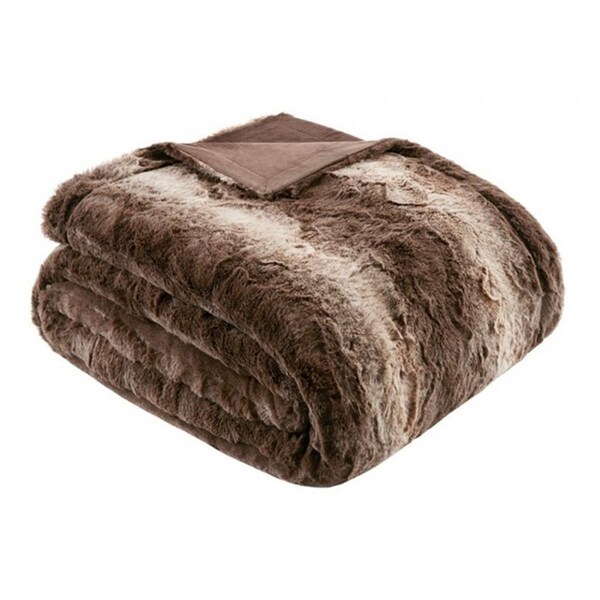 Madison Park Zuri Faux Fur Oversized Bed Throw, Chocolate - 96 x 80 in. - MP50-2919
