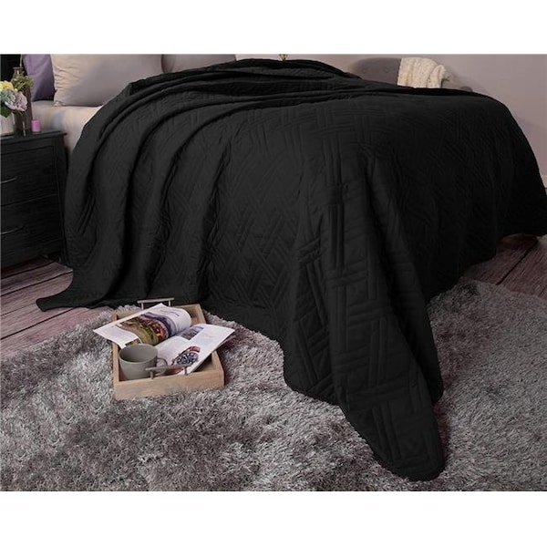 Bedford Home Bedford Home 66A-04172 Solid Color Bed Quilt - Full & Queen Size - Black - 66A-04172