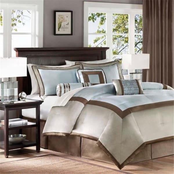 Madison Park Genevieve 7 Piece Comforter Set, Blue - King, 7PK - MP10-281