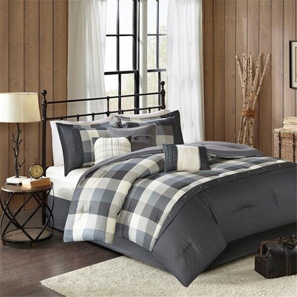 Madison Park Madison Park MP10-4678 Ridge 7 Piece Herringbone Comforter Set - Grey; Cal King Size - MP10-4678