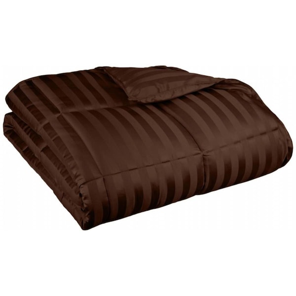 Grand Down All Season Wide Stripes Down Alternative Comforter  Full/Queen-Chocolate - COMFORTER F/Q ST-CH (1IN)