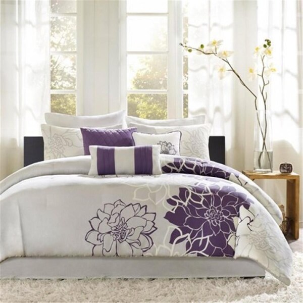 Madison Park 100 Percent Cotton Sateen Printed Comforter, Set Of 6 - Purple, 6PK - MP10-436