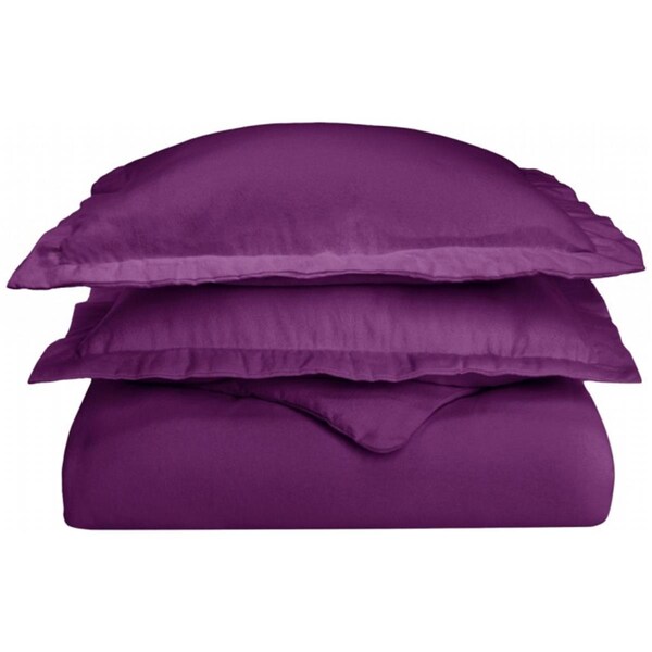 Impressions By Luxor Treasures Cotton Flannel Twin Duvet Cover Set Solid- Purple - FLATWDC SLPR