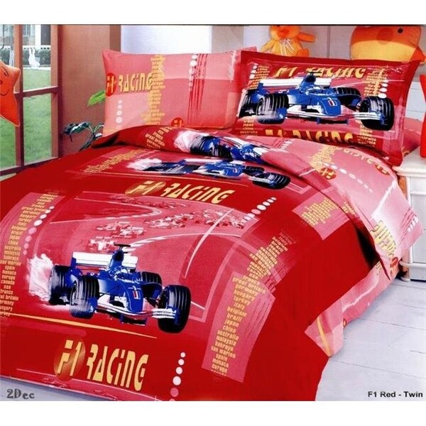 2 Decorate LE41T Le Vele Twin- 4 Pieces Duvet Cover Bedding Set- F1 Red - LE41T