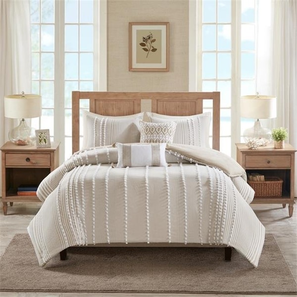 Harbor House Harbor House HH10-1690 3 Piece Cotton Yarn Dyed Comforter Set - Taupe; King Size - HH10-1690
