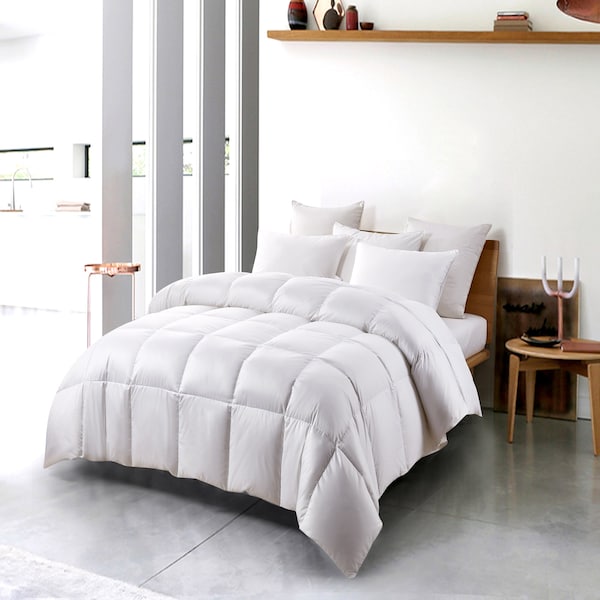 Serta White Down and Feather Fiber Comforter, Year Round Warmth, Twin - SE010214