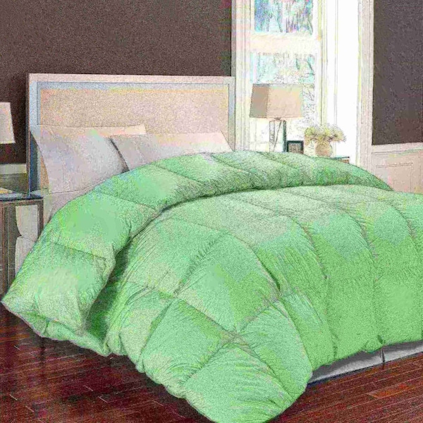 Blue Ridge 1000 TC Solid White Down Fiber Comforter, Sage, Full/Queen - 021027