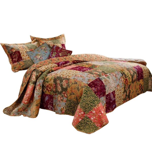 Benzara Kamet Fabric Quilt Set with Floral Prints, Multi Color - Queen Size - 5 Piece - BM14931