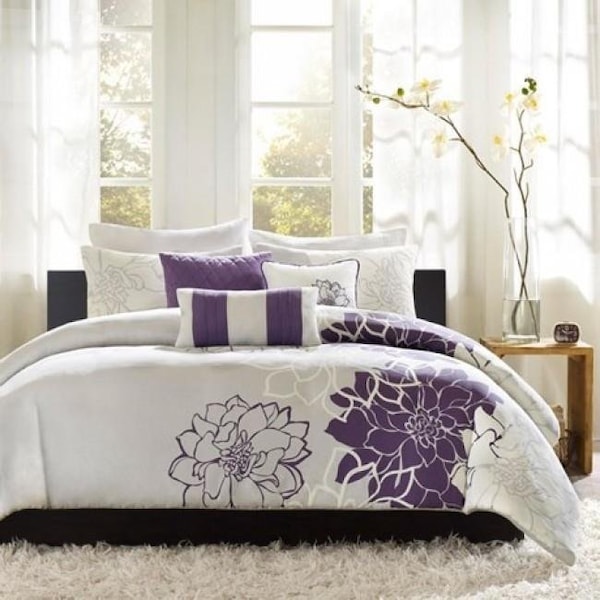 Madison Park Madison Park MP12-260 Madison Park Lola Duvet Cover Set; Purple - Queen - MP12-260
