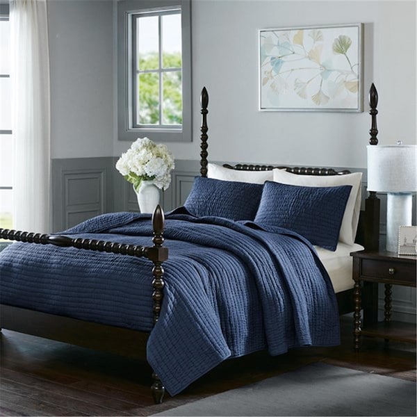 Madison Park Signature Madison Park Serene Cotton Coverlet Set, Blue, King - MPS13-275