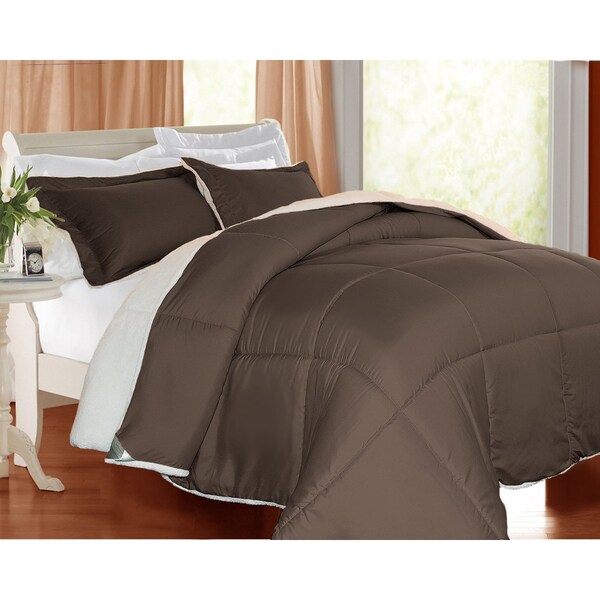 Kathy Ireland 3pc Sherpa Comforter Set, Chocolate, Twin - KI175028