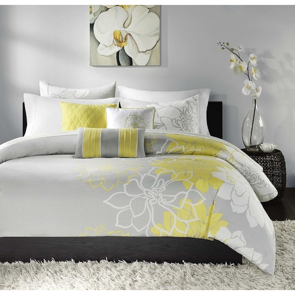 Madison Park Lola Printed Duvet Cover Set - king - Yellow, Piece of 6 - MP12-177