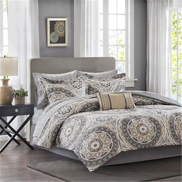 Madison Park Essentials Madison Park MPE10-151 100 Percent Polyester Microfiber Printed Serenity 9 Piece Comforter Set; Taupe - Full - MPE10-151