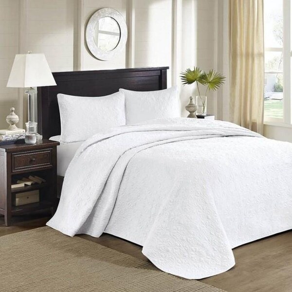 Madison Park Madison Park MP13-1570 100 Percent Polyester Microfiber Bedspread Set; White - King - MP13-1570