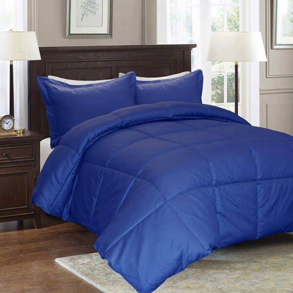 Club Le Med 230 TC Damask Down Alternative Comforter Set, Blue, Twin - 103128