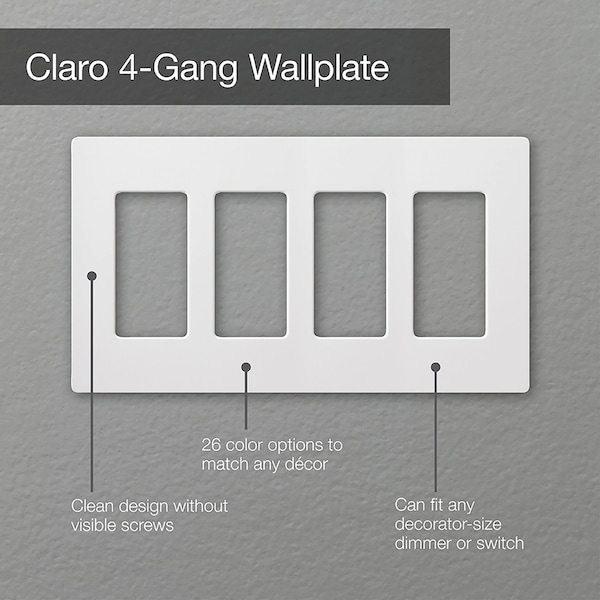 Lutron Designer Wall Plates, Number of Gangs: 4 Satin Finish, Palladium - SC-4-PD