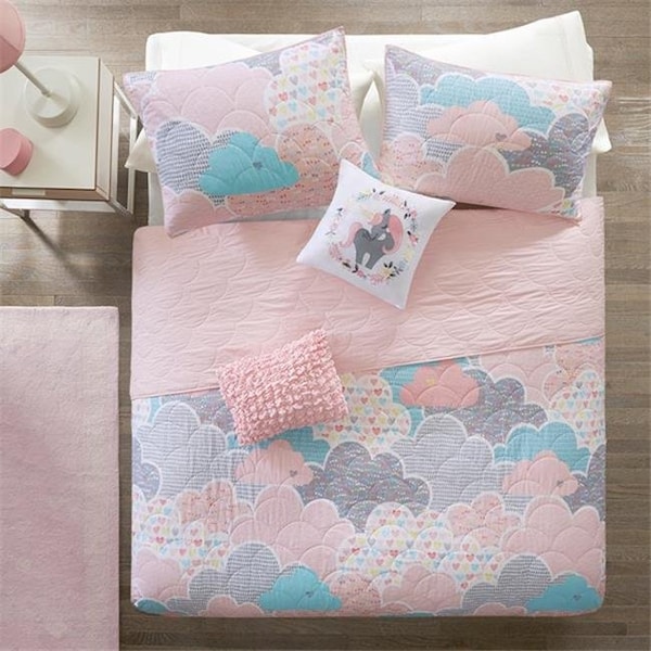 Urban Habitat Urban Habitat UHK13-0016 Kids Bliss Cotton Printed Coverlet Set; Pink - Full & Queen - UHK13-0016