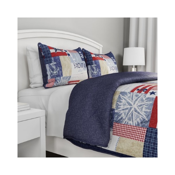 Hastings Home Hastings Home Nautical Americana Quilt Set, King - 608937QPD