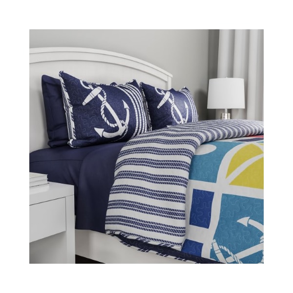 Hastings Home Hastings Home Nautical Quilt and Sham Set, Twin XL - 463007ZOI