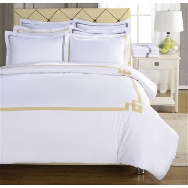 Impressions By Luxor Treasures Miller Three Piece Cotton Duvet Cover Set Full/ Queen- Gold - MILLER-FQDC-GL