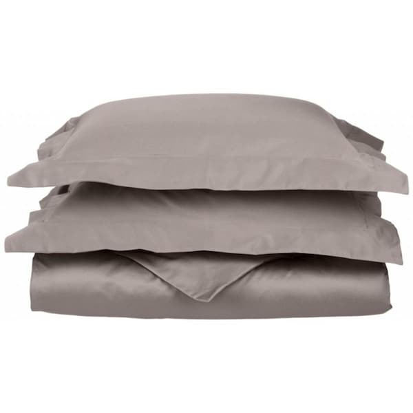 Impressions By Luxor Treasures Egyptian Cotton 650 Thread Count Solid Duvet Cover Set Twin-Grey - 650TWDC SLGR