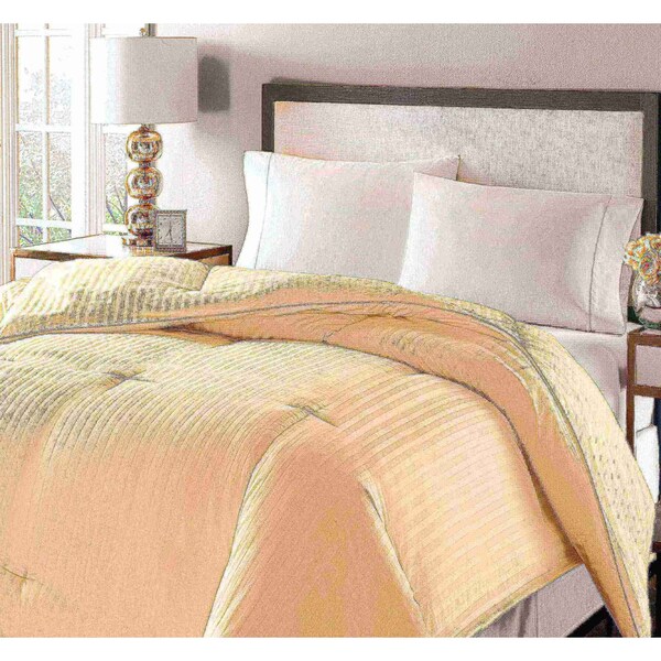 Royal Luxe Oversized Damask Stripe Down & Feather Comforter, Ivory, Twin - 011859
