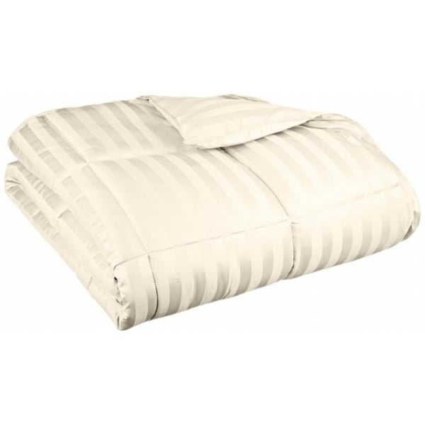 Grand Down All Season Wide Stripes Down Alternative Comforter  Full/Queen-Cream - COMFORTER F/Q ST-CR (1IN)
