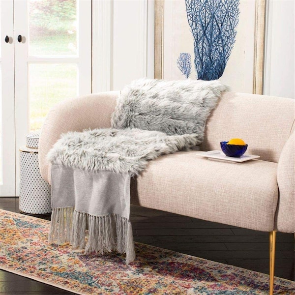Safavieh 20 x 80 in. Faux Fur Alexi Bed Runner, Grey - THR750B-2080