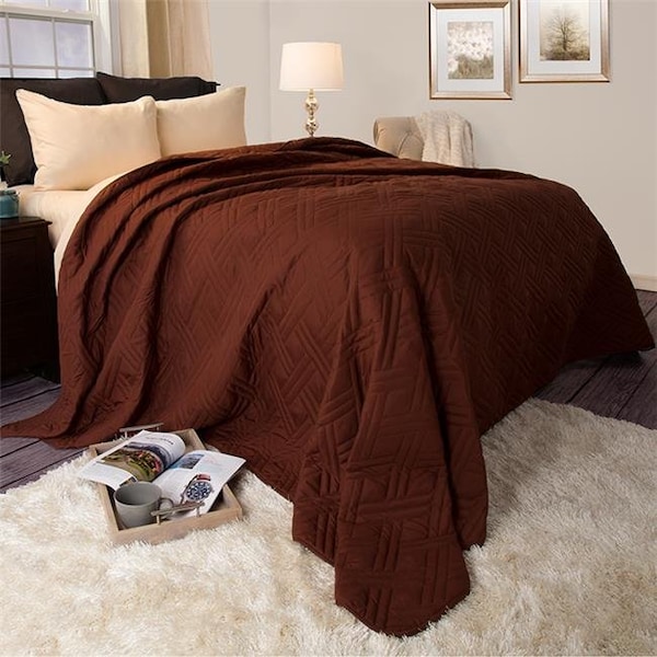 Lavish Home Lavish Home 66-40-K-C 102 x 86 in. Solid Color Bed Quilt; Chocolate - King Size - 66-40-K-C