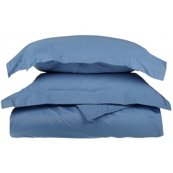Impressions By Luxor Treasures Egyptian Cotton 650 Thread Count Solid Duvet Cover Set Twin-Medium Blue - 650TWDC SLMB