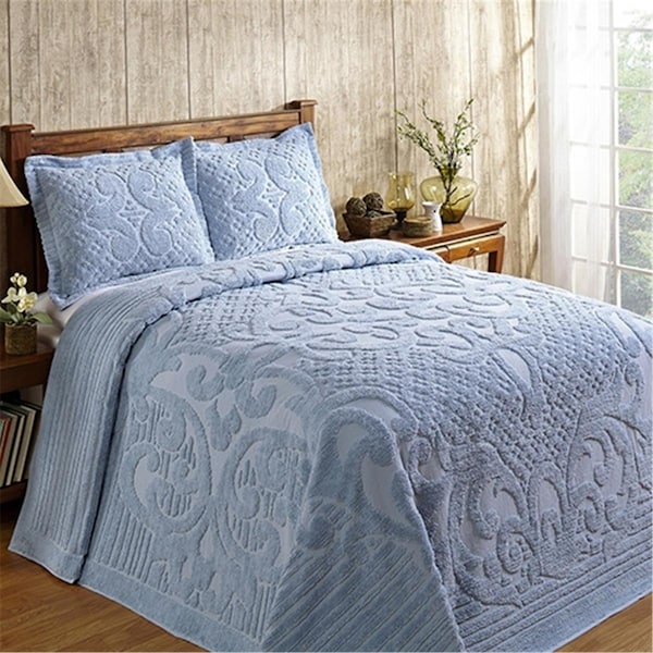 Better Trends Ashton Collection 100% Cotton Twin Bedspread Set in Blue - BSAS2PCTWBL