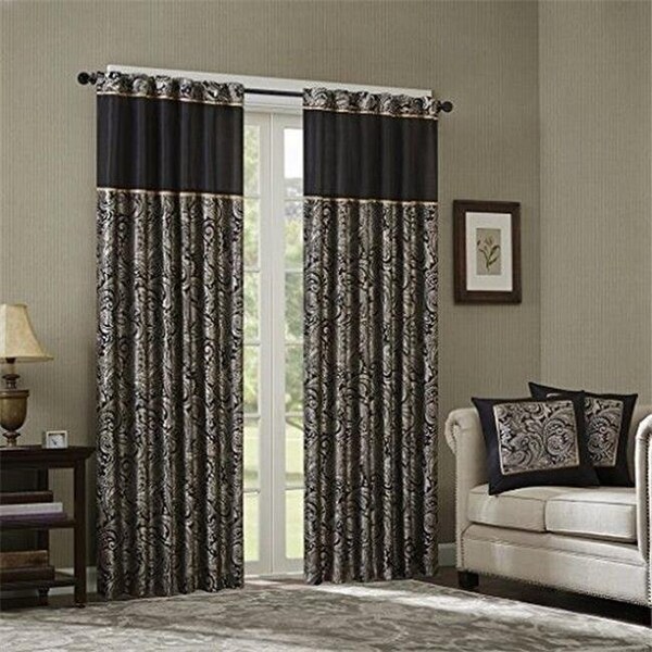 Madison Park Madison Park MP40-2678 Polyester Jacquard Panel; Pair; Black - MP40-2678